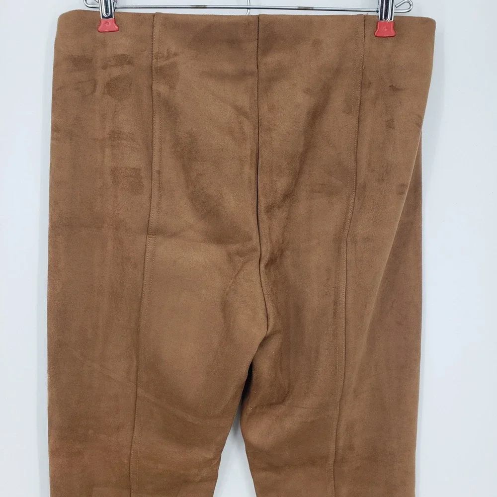 Grace Elements Brown Faux Suede Leggings Pants Women's Size M Pull on Skinny NEW